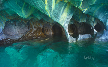 Картинка природа анды мраморные пещеры Чили general carrera lake патагония