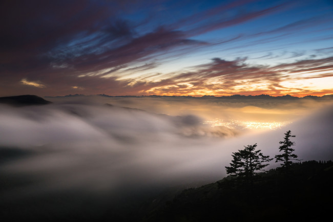 Обои картинки фото природа, восходы, закаты, закат, небо, туман