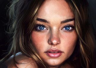 Картинка рисованное люди miranda kerr модель лицо красота девушка art