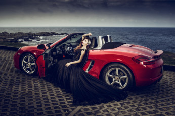Картинка автомобили -авто+с+девушками азиатка авто стиль море поза porsche набережная платье девушка кабриолет машина