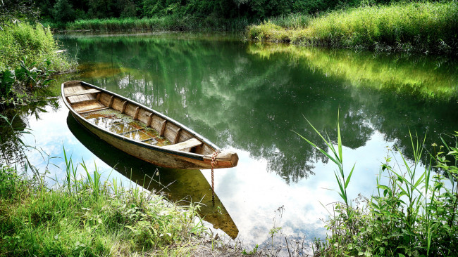 Обои картинки фото корабли, лодки,  шлюпки, лес, река