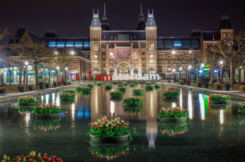 Картинка amsterdam города амстердам+ нидерланды огни канал ночь