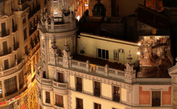 Картинка города мадрид+ испания подсветка здания дома