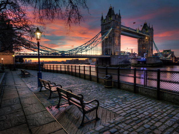 Обои картинки фото tower bridge, города, лондон , великобритания, мост, набережная, река