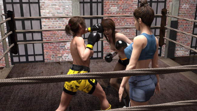 Обои картинки фото 3д графика, спорт , sport, взгляд, фон, девушки, бокс, ринг