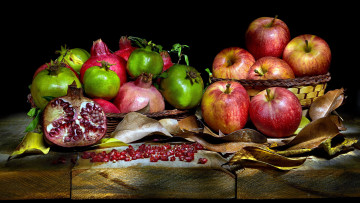 Картинка еда фрукты +ягоды гранаты яблоки