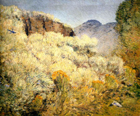 обоя рисованное, frederick childe hassam, горы, деревья