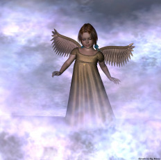 Картинка 3д графика anime аниме облака ангел