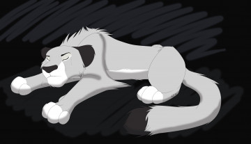 Картинка рисованные животные львы львица