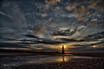 Картинка природа маяки маяк небо тучи закат берег
