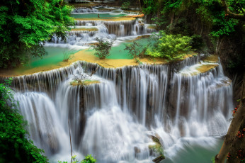 Картинка природа водопады лес река водопад