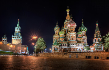 Картинка red+square +moscow города москва+ россия ночь площадь храм башни