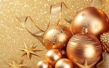 Картинка праздничные шары золото украшения рождество новый год decoration balls new year christmas golden
