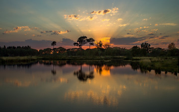 Картинка природа восходы закаты лето закат озеро деревья