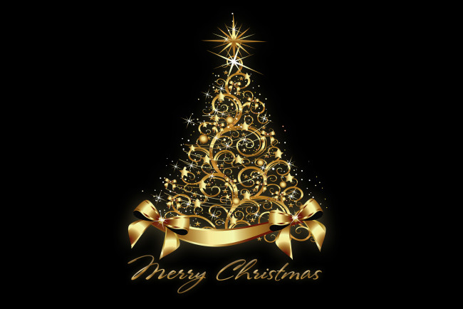 Обои картинки фото праздничные, векторная графика , новый год, елка, рождество, xmas, tree, golden, новый, год, new, year, merry, christmas