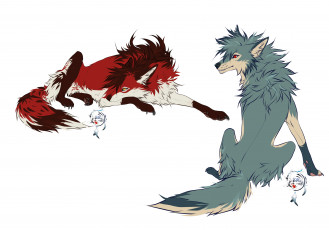 Картинка рисованное животные +волки волки фон звери
