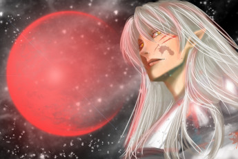 Картинка разное арты красная луна сешимару демон аниме инуяша арт