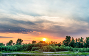 Картинка природа восходы закаты деревья украина небо река закат днепр солнце берег кусты