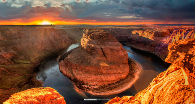 Обои картинки фото природа, восходы, закаты, colorado, river, река, arizona, horse, shoe, bend, каньон, red, dessert
