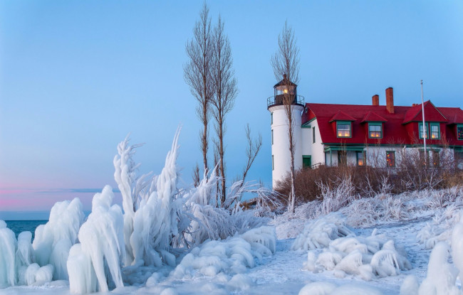 Обои картинки фото природа, маяки, зима, маяк