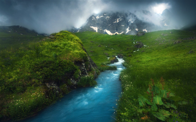 Обои картинки фото природа, реки, озера, горы, поток
