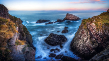 Картинка природа побережье скалы волны
