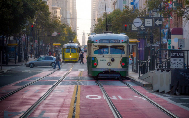 Обои картинки фото города, сан-франциско , сша, улица, трамваи