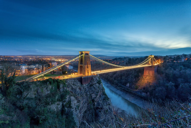 Обои картинки фото clifton suspension bridge dusk, города, - мосты, простор
