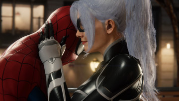 обоя spider-man- the heist, видео игры, spider-man, человек-паук, девушка, объятия