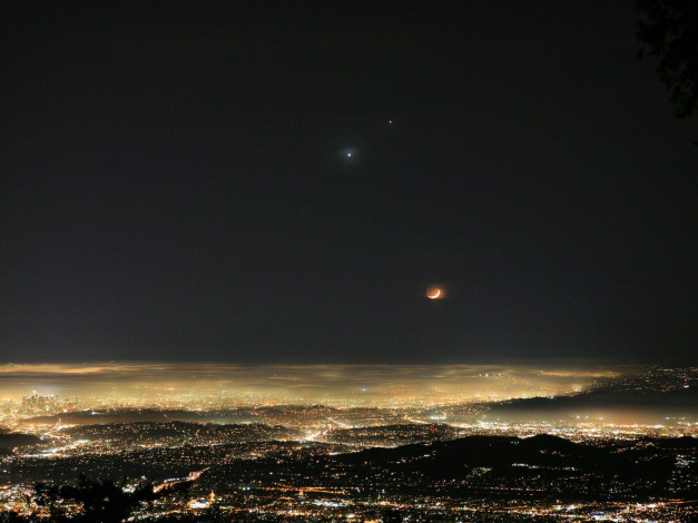 Обои картинки фото лос, анджелес, города, огни, ночного