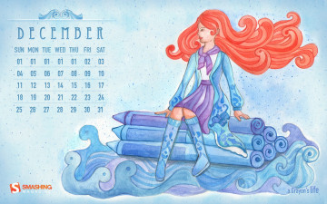 Картинка календари рисованные векторная графика девушка волосы зима