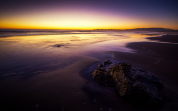 Картинка природа побережье пляж камень заря океан