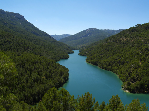 Обои картинки фото испания, андалусия, сантиаго, понтонес, природа, реки, озера, река, лес