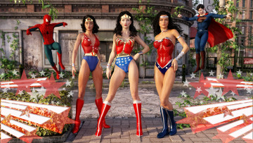 Картинка 3д+графика фантазия+ fantasy фон взгляд девушки супермены