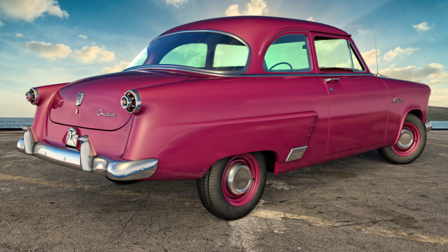 Обои картинки фото автомобили, 3д, ford, автомобиль, фон, 1952г