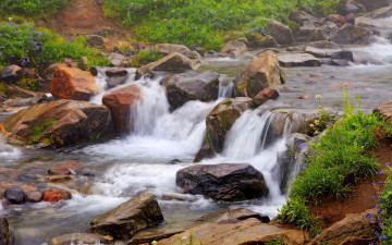 Картинка природа водопады камни река