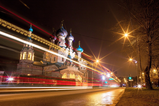 Обои картинки фото города, - православные церкви,  монастыри, ночь, город, огни