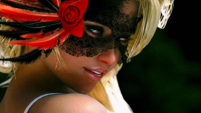 Обои картинки фото разное, маски,  карнавальные костюмы, черная, маска, перья