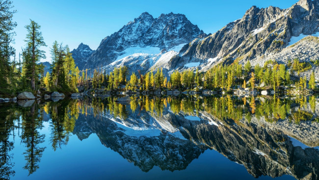 Обои картинки фото horseshoe lake, cascade range, washington, природа, реки, озера, horseshoe, lake, cascade, range