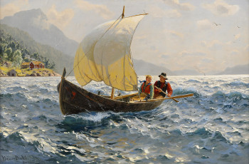 Картинка рисованные hans dahl парус лодка