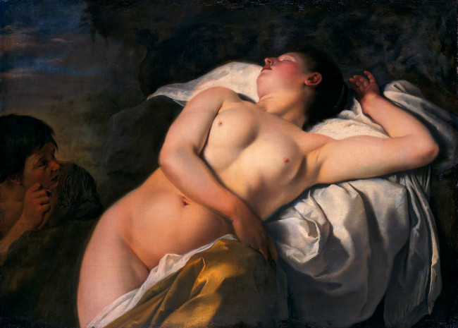 Обои картинки фото the, sleeping, nymph, рисованные, jan, gerritsz, van, bronckhorst, спящая, нимфа