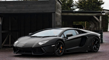 Картинка автомобили lamborghini ламборгини black matte lp700-4 aventador авентадор чёрный матовый отражение