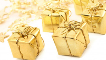 Картинка праздничные подарки коробочки золотые коробки