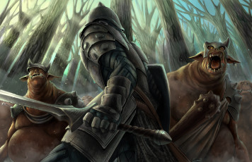 Картинка фэнтези существа рыцарь булава доспехи меч орки