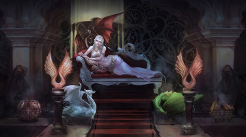 Картинка фэнтези красавицы+и+чудовища зал драконы софа девушка