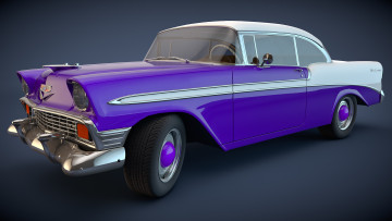 обоя автомобили, 3д, chevrolet, 1956, coupe, air, bel