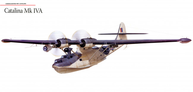 Обои картинки фото авиация, 3д, рисованые, v-graphic, catalina, pby, противолодочный, гидросамолет, consolidated