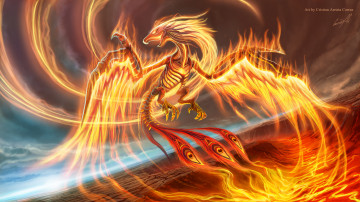 Картинка фэнтези нежить феникс phoenix крылья полет хвост клюв птица