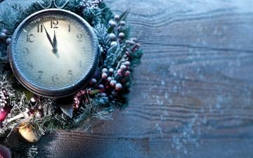 Картинка праздничные -+разное+ новый+год иней венок часы