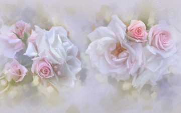 Картинка рисованное цветы пастель нежность бутоны розы